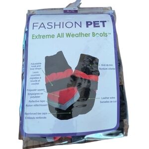 Fashion Pet Extreme All Weather Boots - Black and Red Size XL